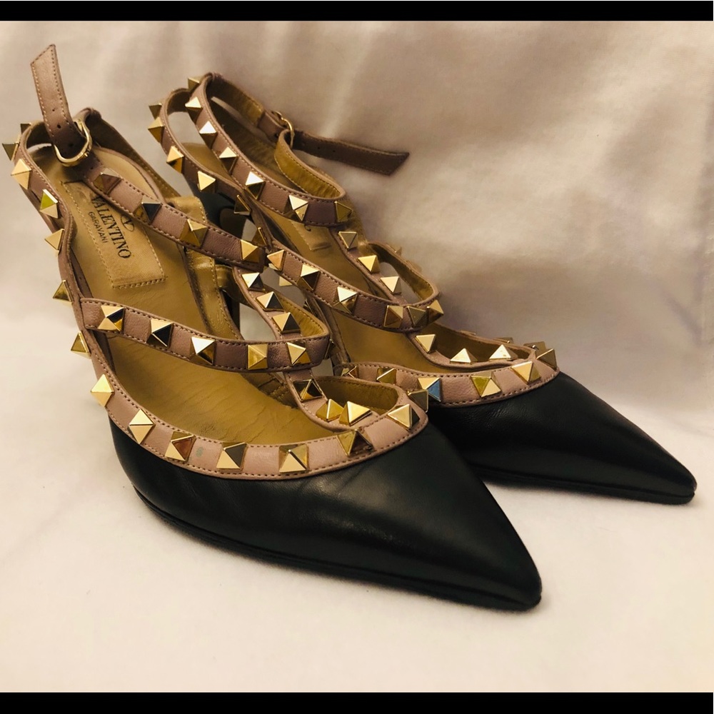 💯 Valentino Rockstar Heels, Black and Tan Size 35